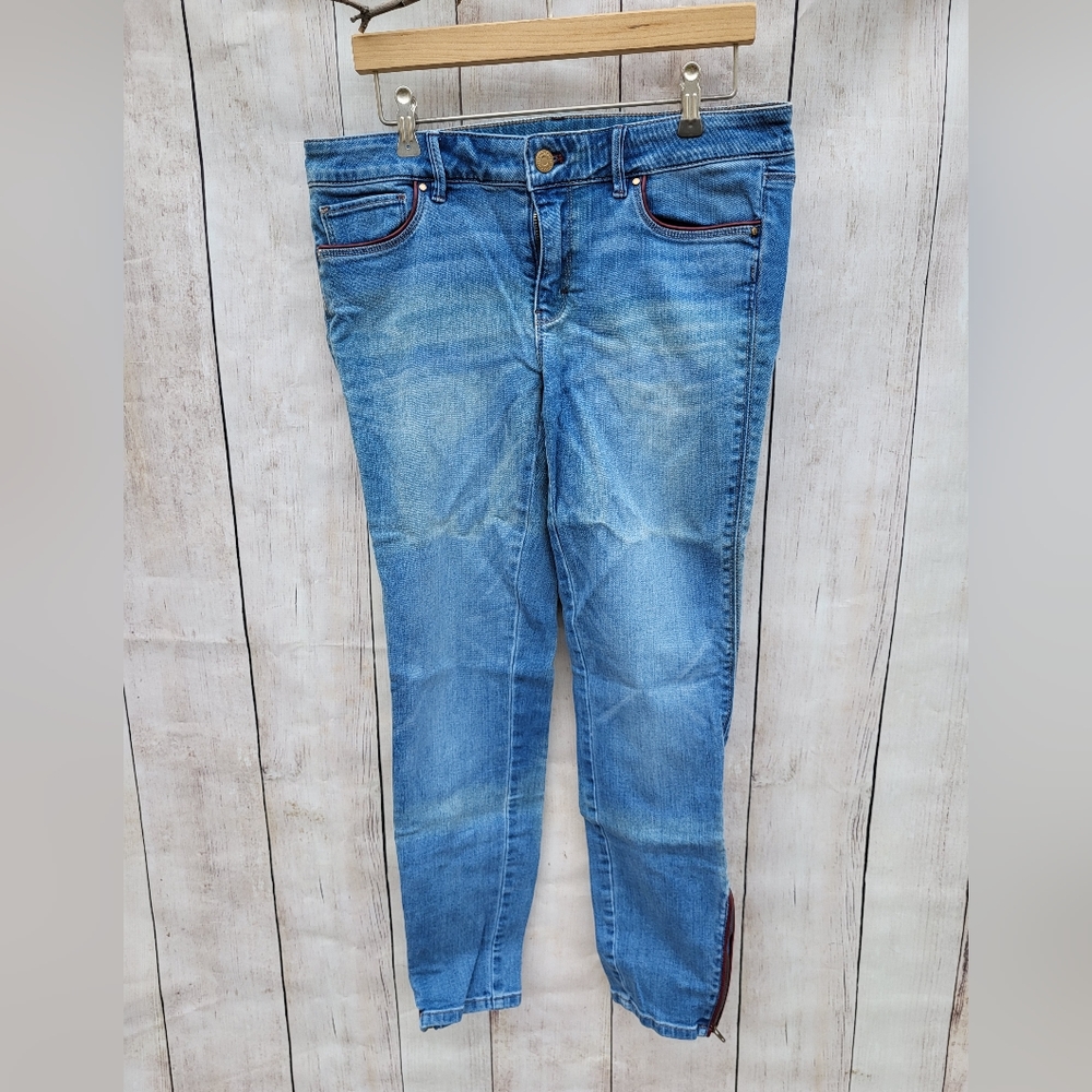 WHBM Skimmer Ankle Zip Denim